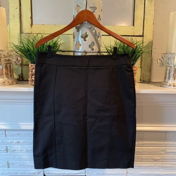 MNG Mango NEW Black Sustainable Cotton Black Zip Back Pencil Skirt Size 12 - Picture 2 of 9